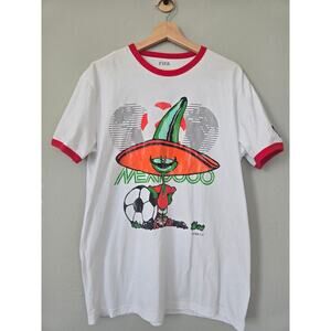 FIFA Classic Mexico Graphic Tee White/Red Soccer Shirt World Cup Size S Loose